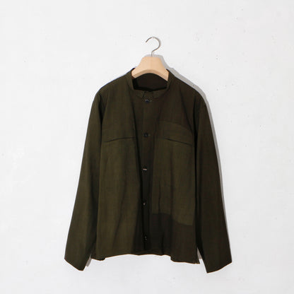Uneven Dyed Short Shirt Jacket   / D.green
