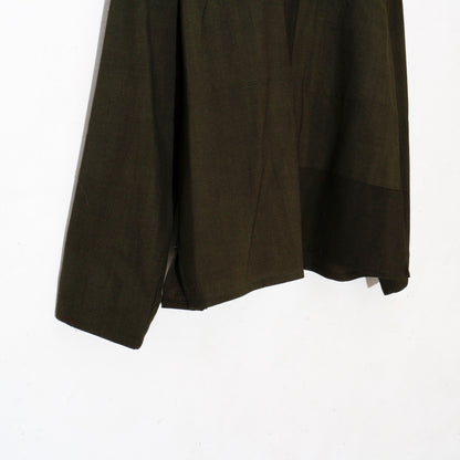Uneven Dyed Short Shirt Jacket   / D.green