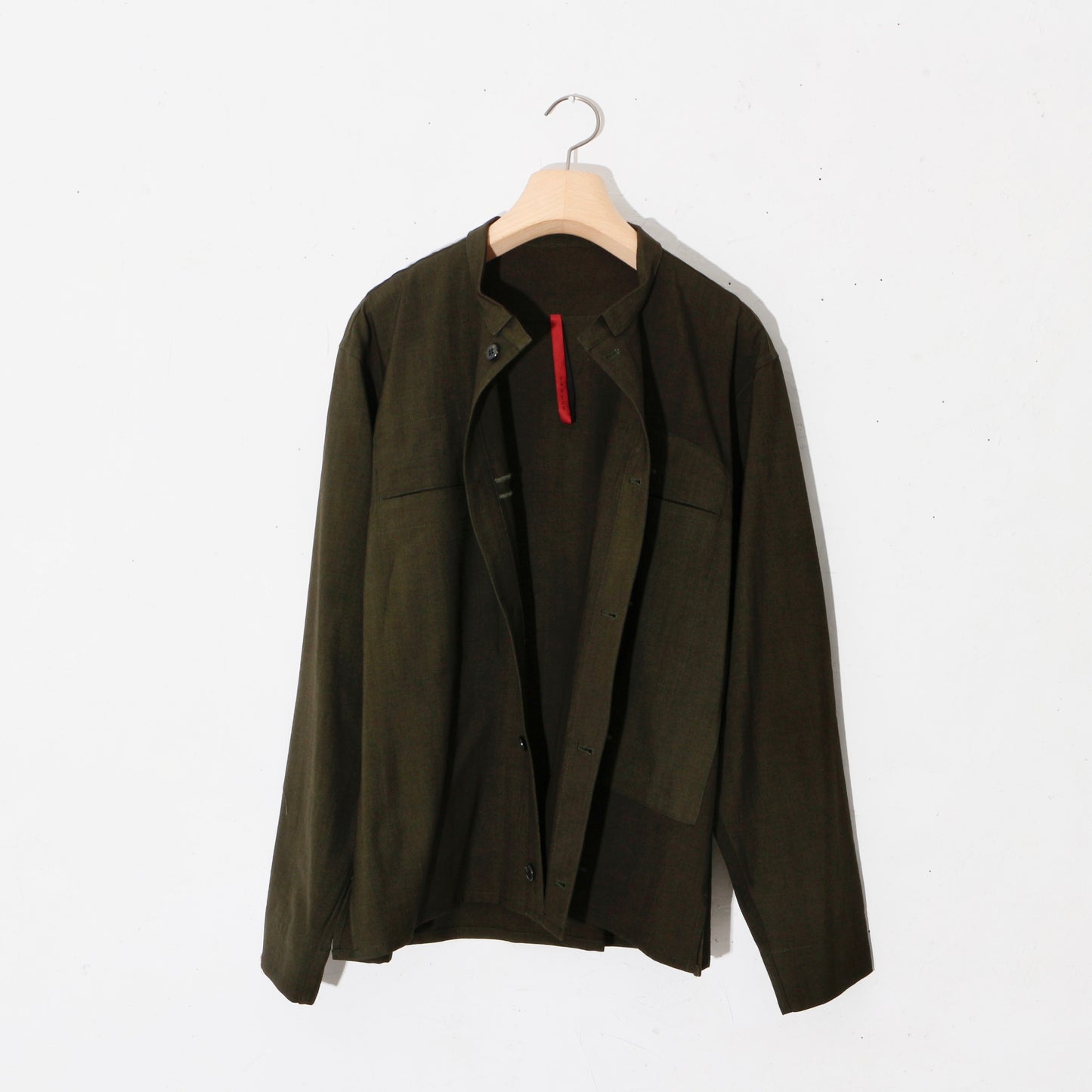 Uneven Dyed Short Shirt Jacket   / D.green