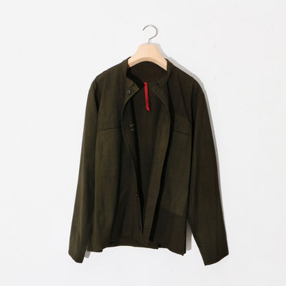 Uneven Dyed Short Shirt Jacket   / D.green