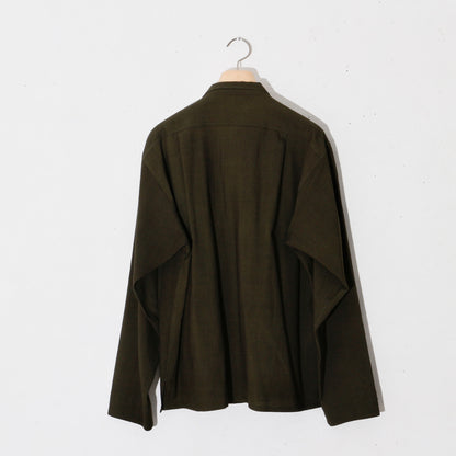 Uneven Dyed Short Shirt Jacket   / D.green