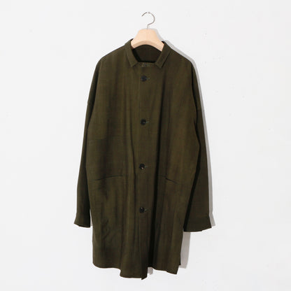 Uneven Dyed Pated Shirt Coat   / D.green