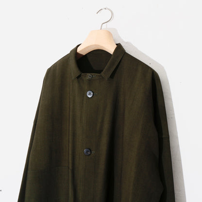 Uneven Dyed Pated Shirt Coat   / D.green