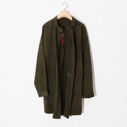 Uneven Dyed Pated Shirt Coat   / D.green