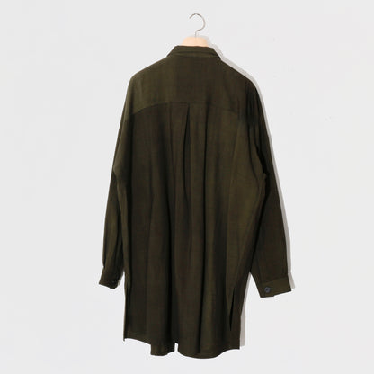 Uneven Dyed Pated Shirt Coat   / D.green