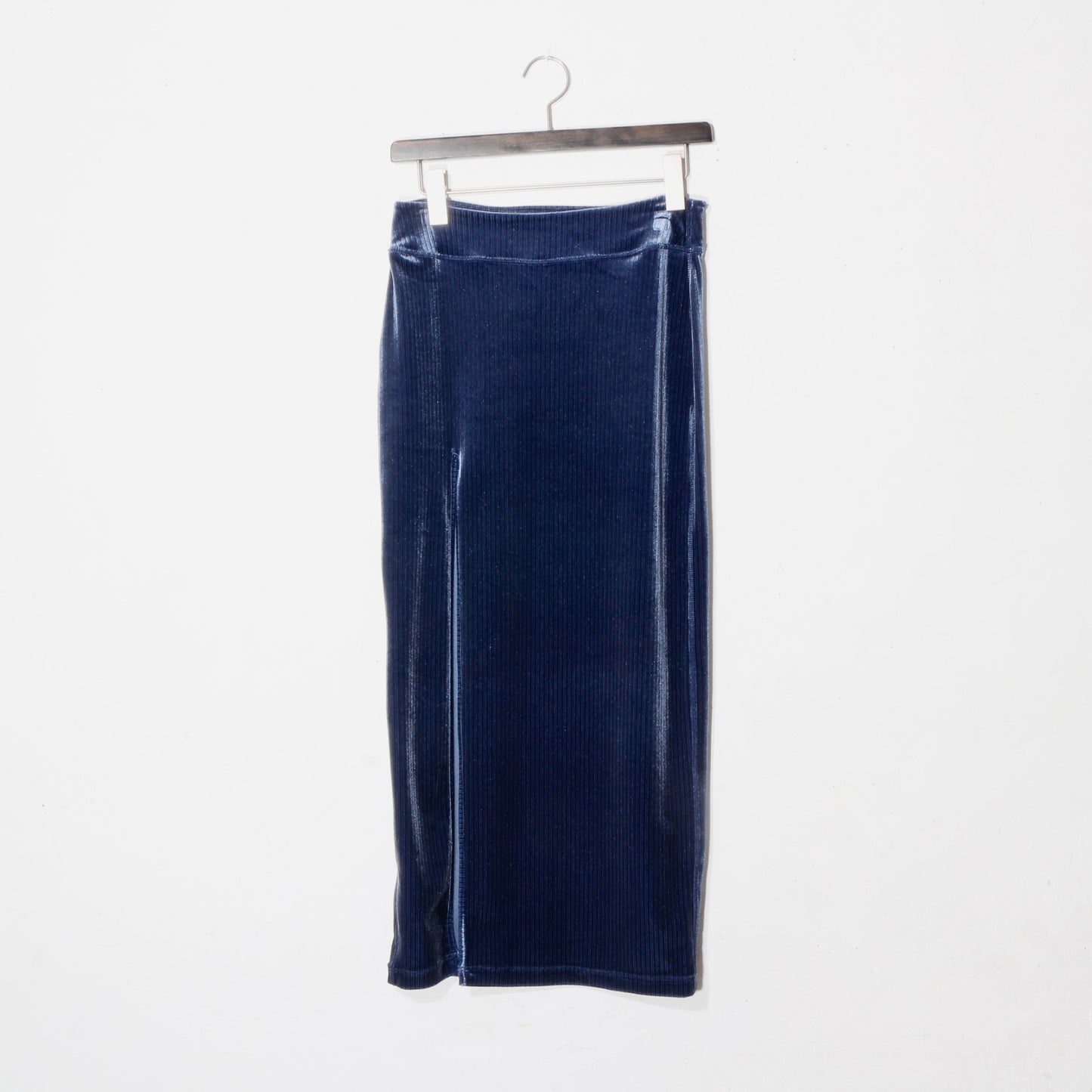 FLEX VELVET SIDE SLIT SKIRT　/ navy