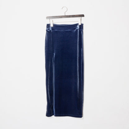 FLEX VELVET SIDE SLIT SKIRT　/ navy