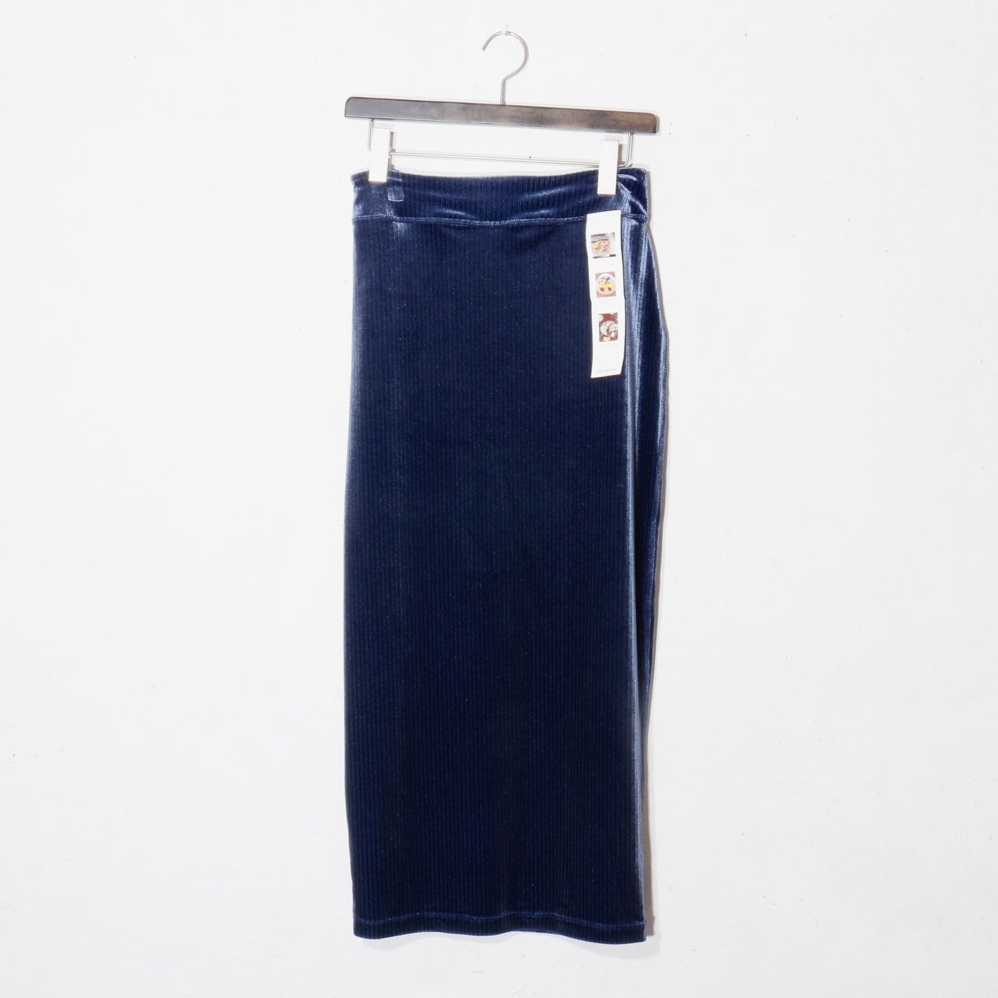 FLEX VELVET SIDE SLIT SKIRT　/ navy