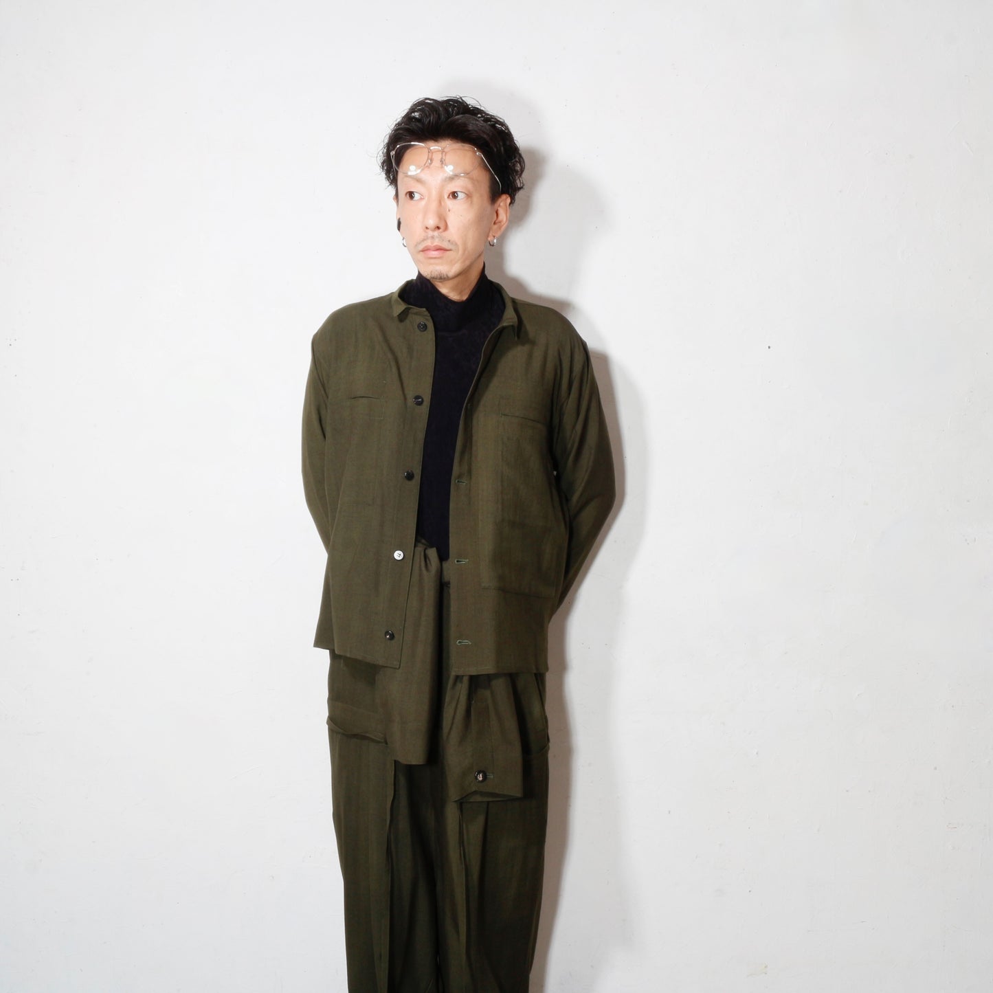 Uneven Dyed Jump Suit  / D.green