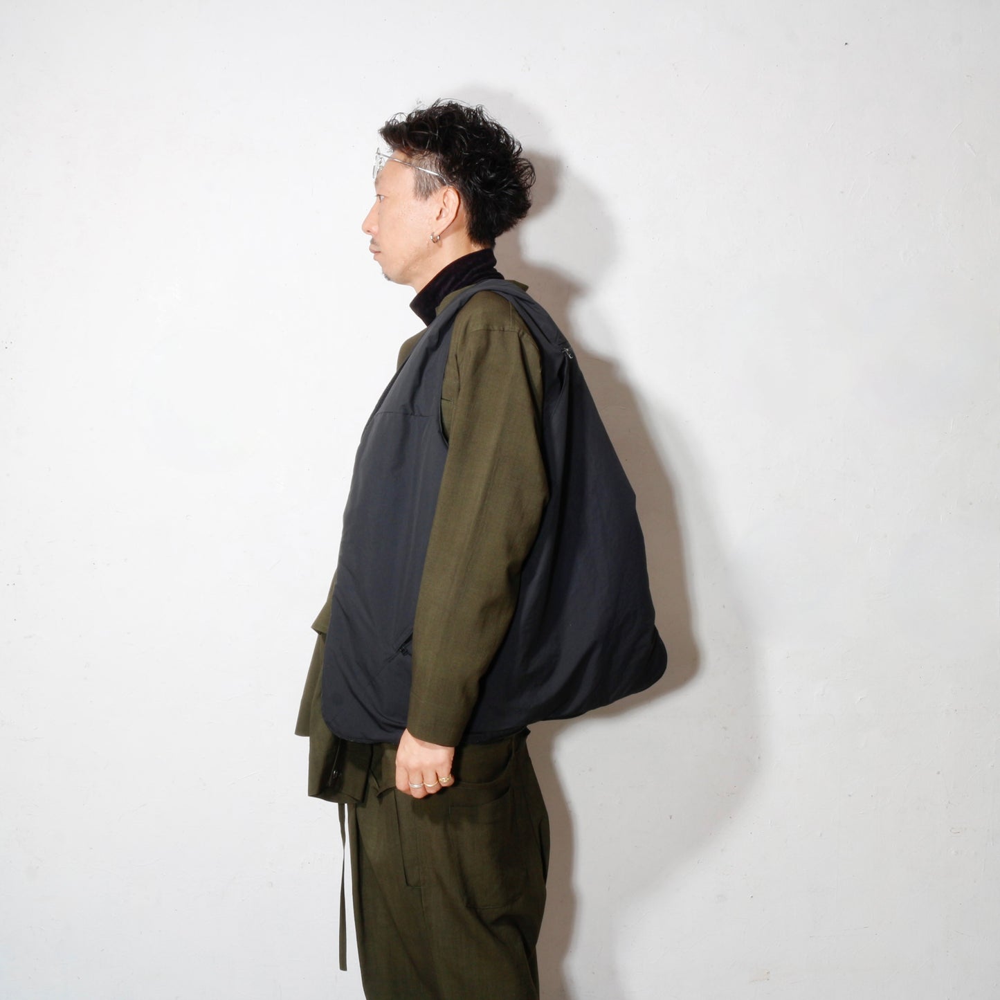 Uneven Dyed Jump Suit  / D.green