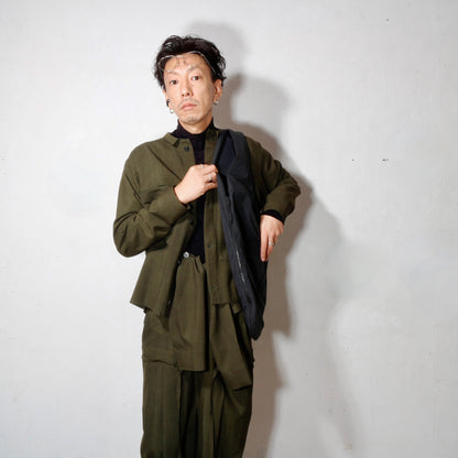 Uneven Dyed Jump Suit  / D.green