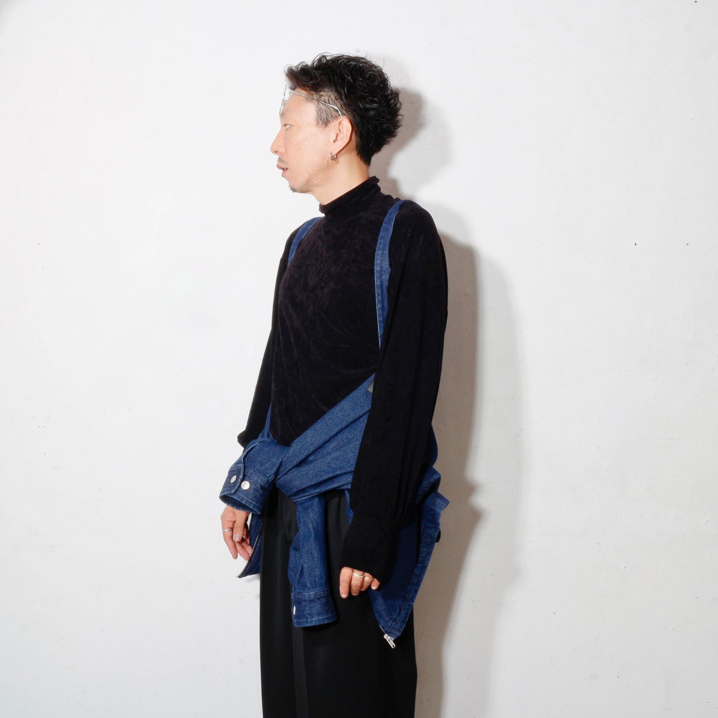 ZIP DENIM WORK JACKET / navy