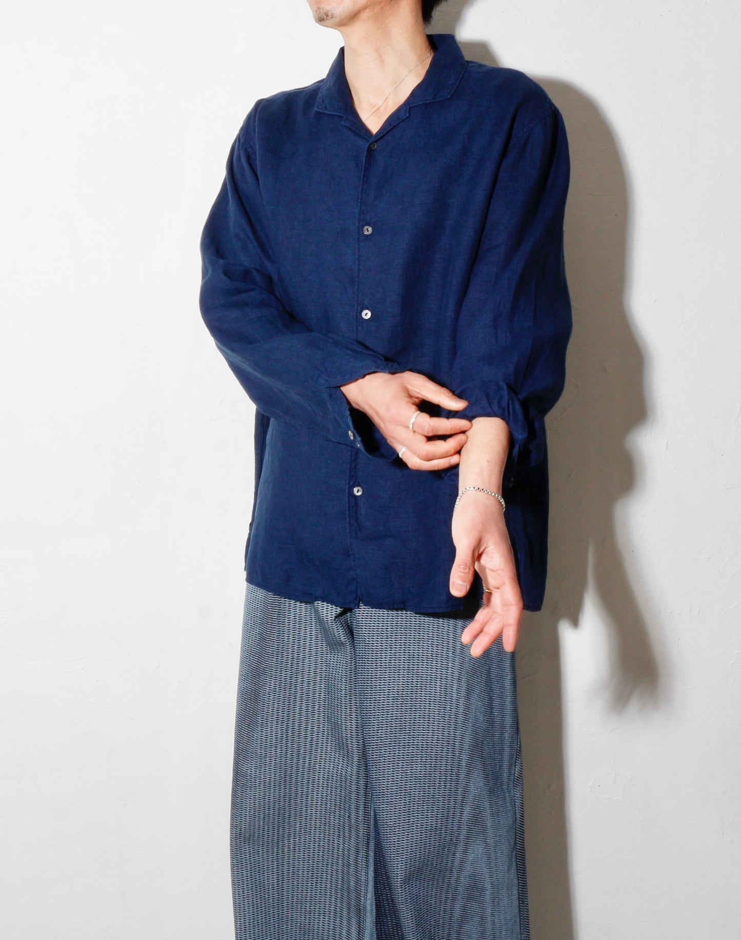 大麻開襟シャツ / 草木濃染め/藍