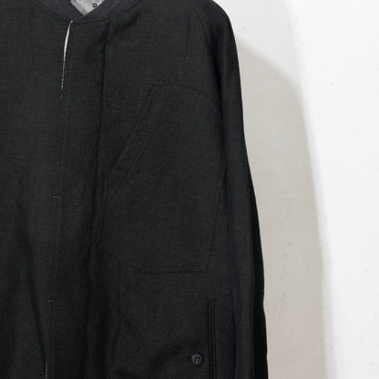 Reversible Linen Wool Blouson / khaki black