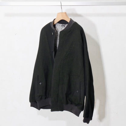 Reversible Linen Wool Blouson / khaki black