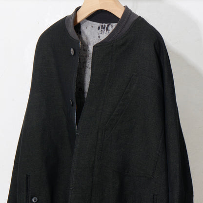 Reversible Linen Wool Blouson / khaki black