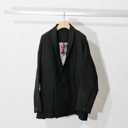 Linen Wool Jacket / kahki black