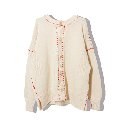 written by / hand stitch guernsey cardigan  / natural