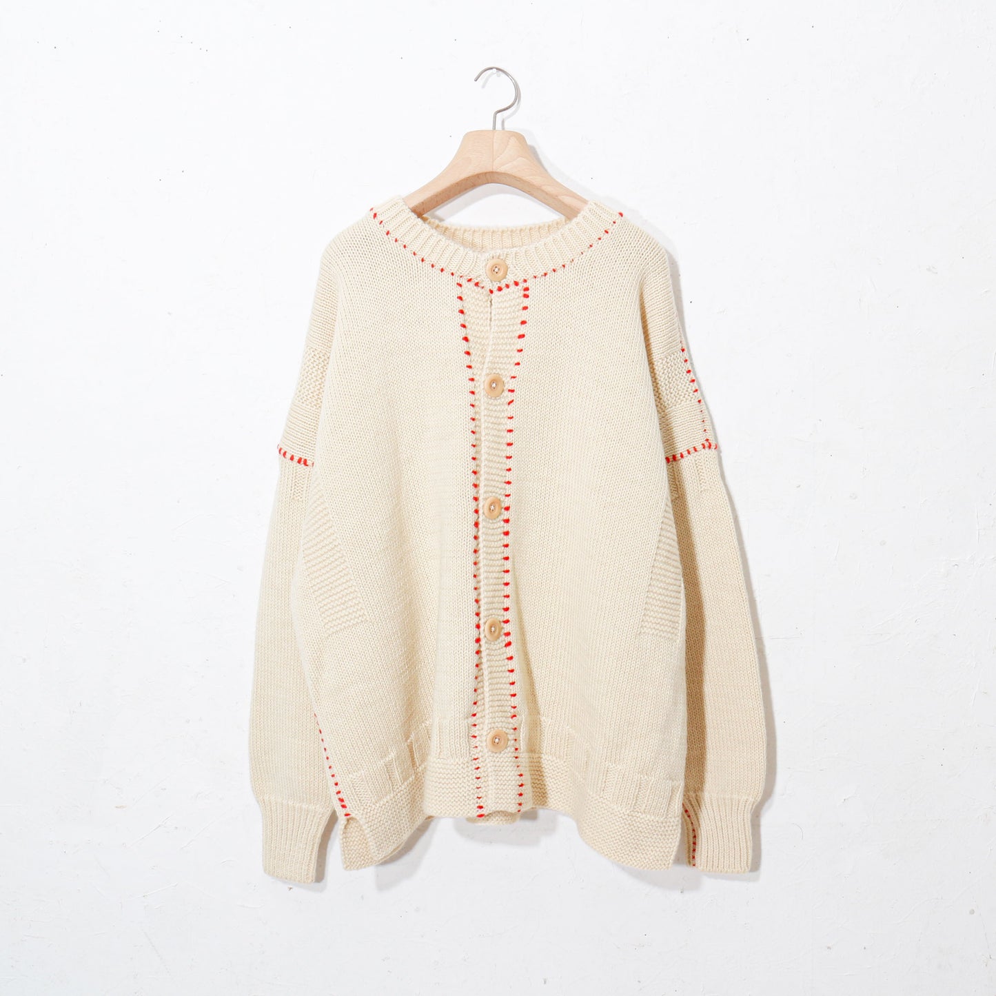 written by / hand stitch guernsey cardigan  / natural