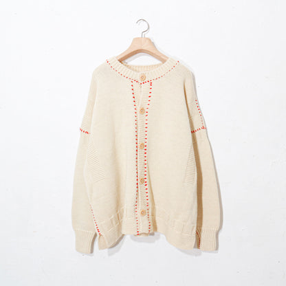 written by / hand stitch guernsey cardigan  / natural