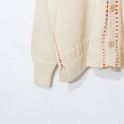 written by / hand stitch guernsey cardigan  / natural