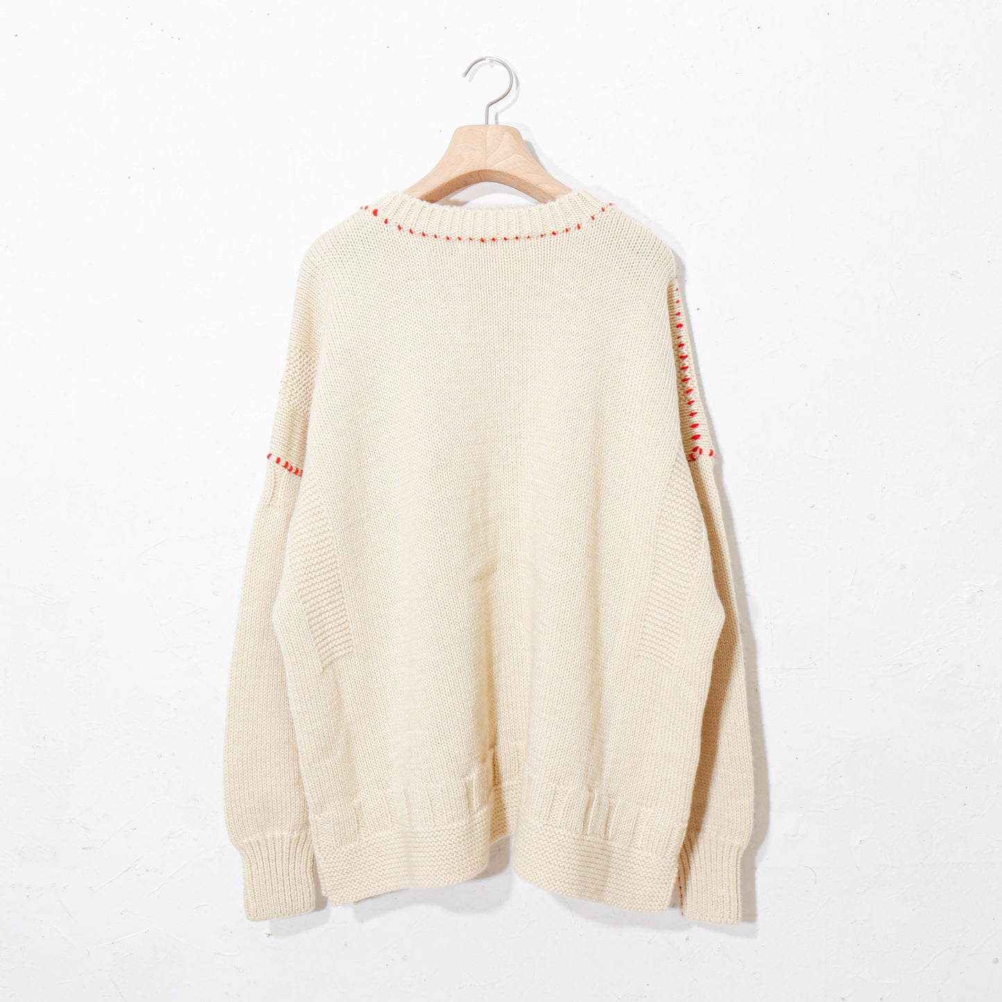 written by / hand stitch guernsey cardigan  / natural