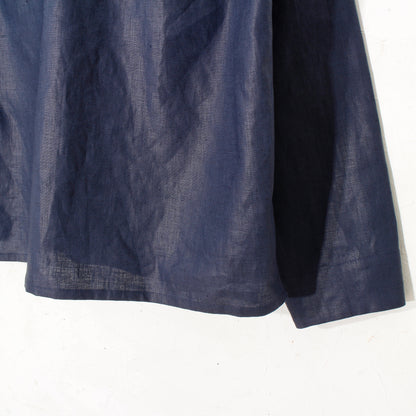 Glazed Linen Short Shirt Jacket / navy