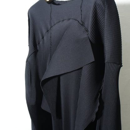 to do /wave long sleeve big dress / black