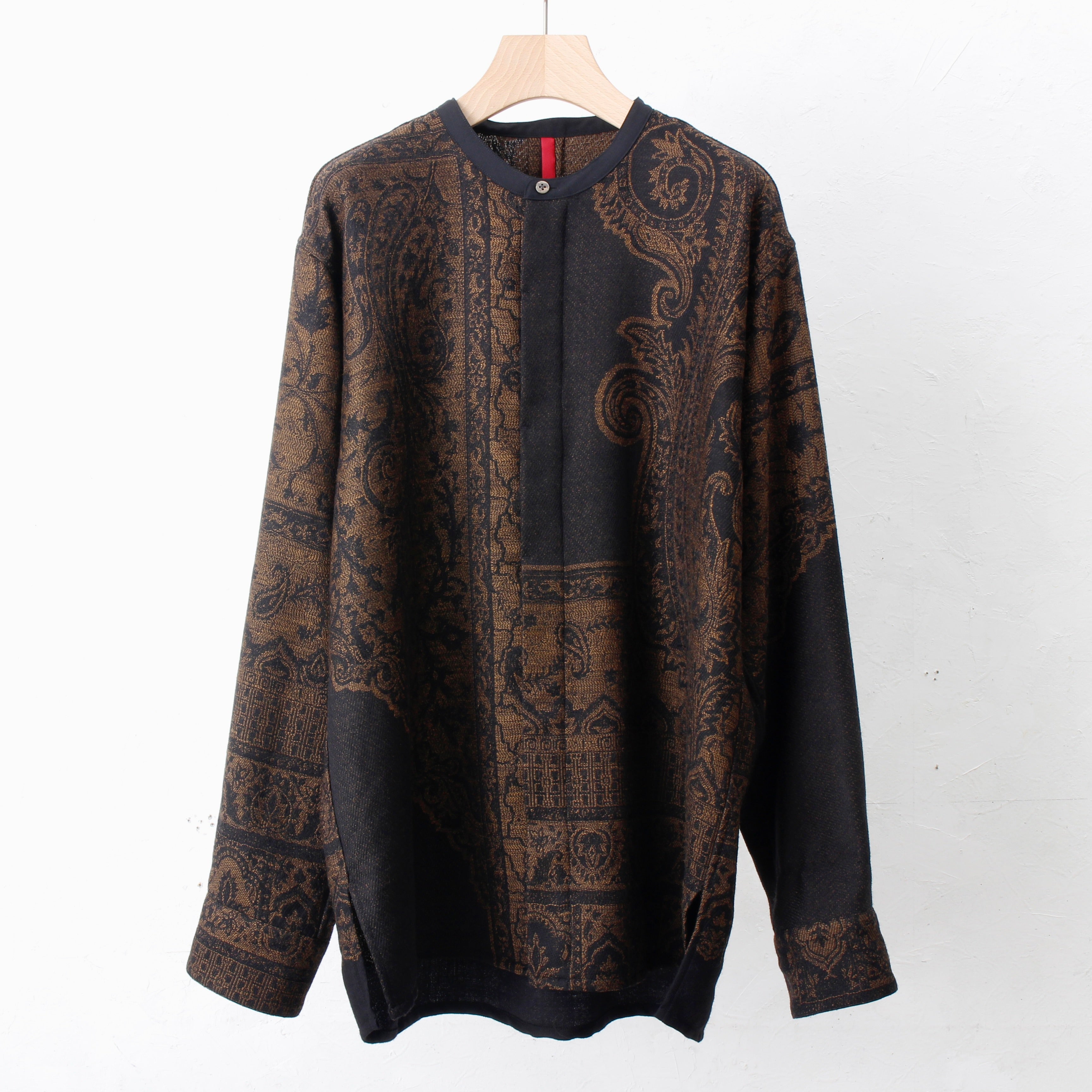 Tibetan Paisley Jacquard Flyfront Shirt / DARK YELLOW