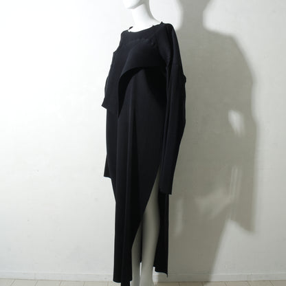 to do /wave long sleeve big dress / black