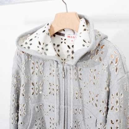 FLOWER HOLE ZIP-UP SWEAT PARKA /gray