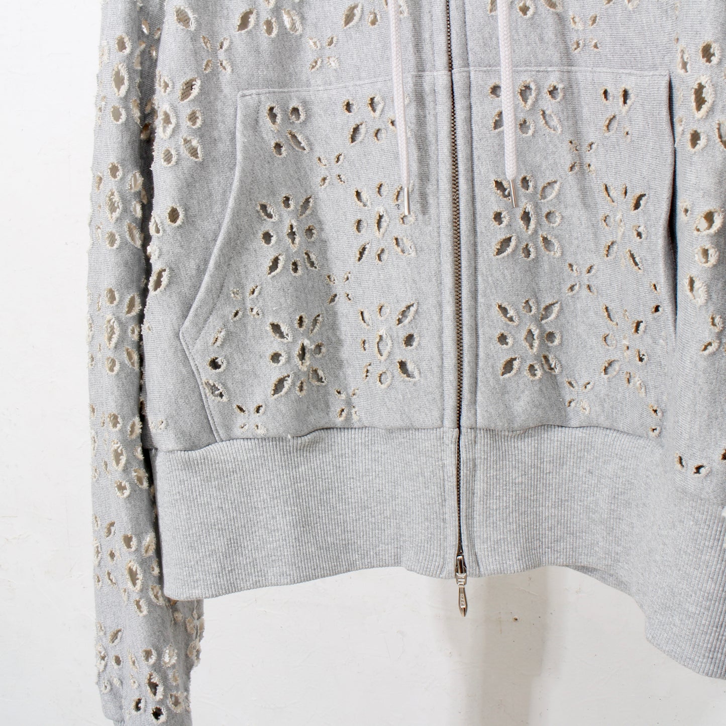 FLOWER HOLE ZIP-UP SWEAT PARKA /gray