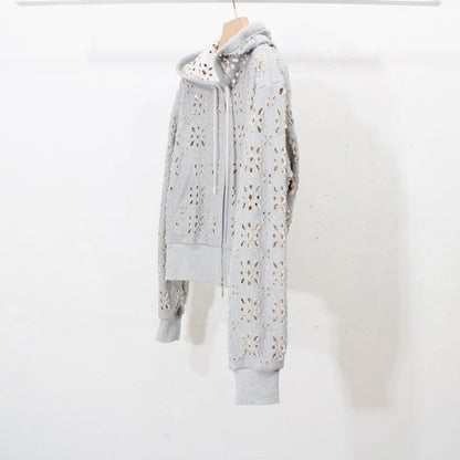 FLOWER HOLE ZIP-UP SWEAT PARKA /gray