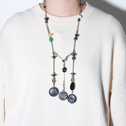 【LEO GON'DO】ROSARY Necklace No,10 BLACK BUTTON / LONG DROP