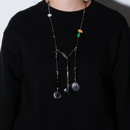 【LEO GON'DO】ROSARY Necklace No,10 BLACK BUTTON / LONG DROP