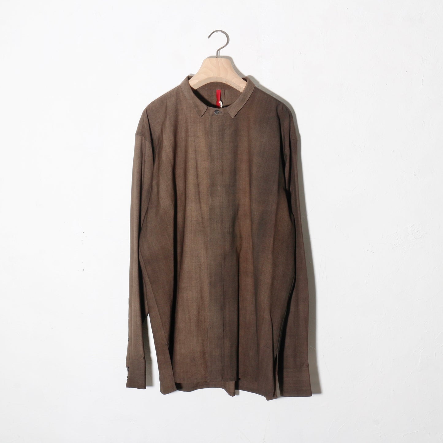Uneven Dyed Fly Front Shirt  / charcoal