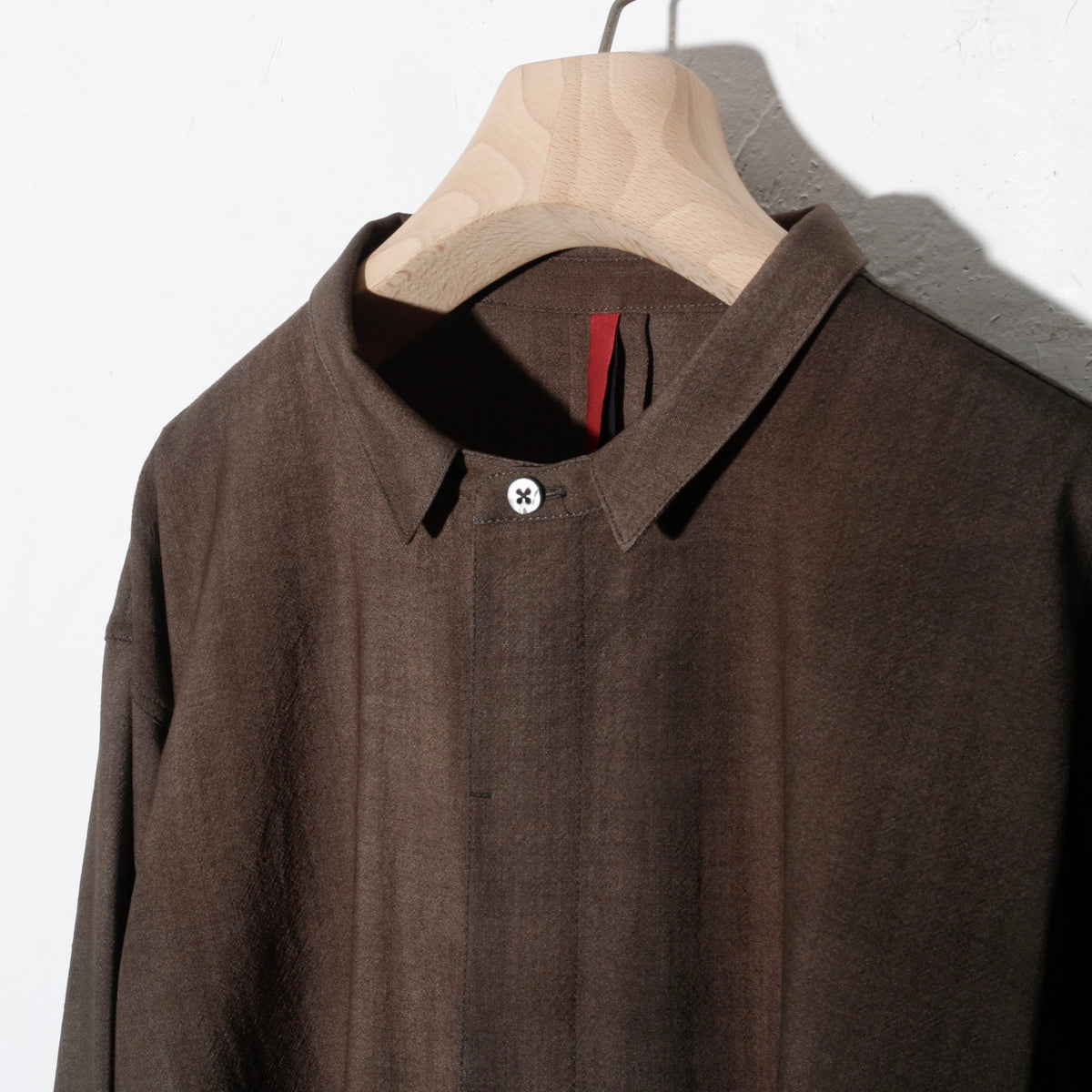 Uneven Dyed Fly Front Shirt  / charcoal