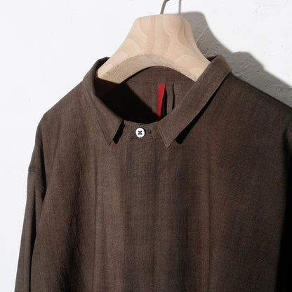 Uneven Dyed Fly Front Shirt  / charcoal