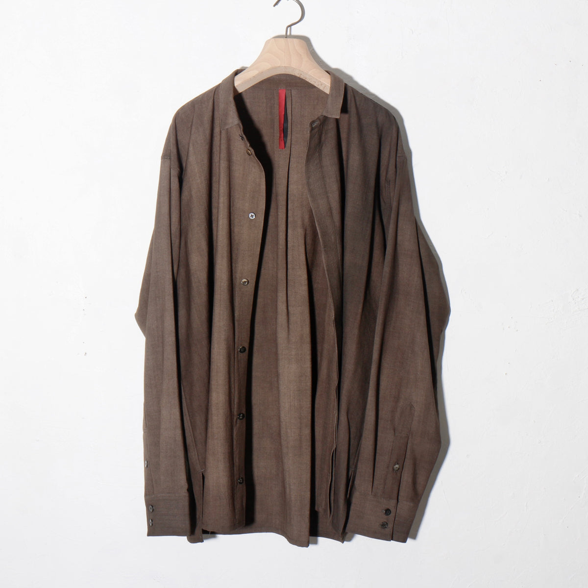 Uneven Dyed Fly Front Shirt  / charcoal