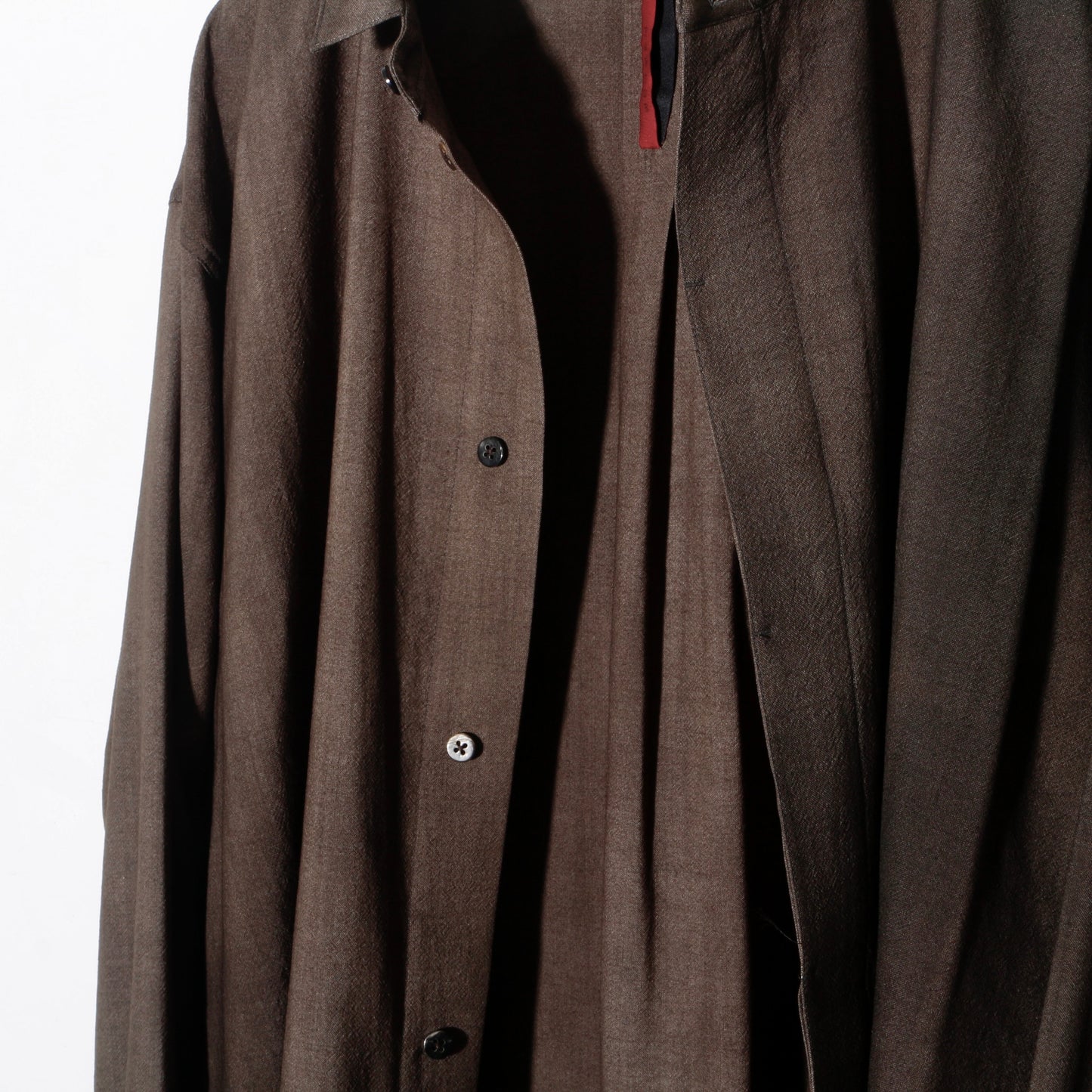 Uneven Dyed Fly Front Shirt  / charcoal