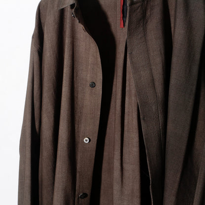 Uneven Dyed Fly Front Shirt  / charcoal