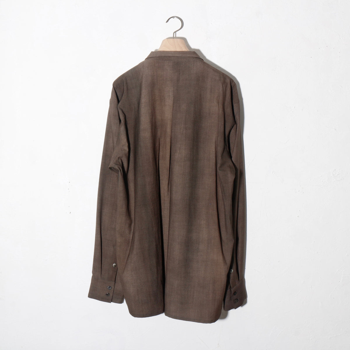Uneven Dyed Fly Front Shirt  / charcoal