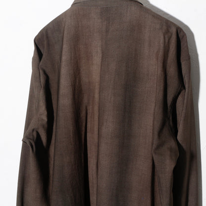 Uneven Dyed Fly Front Shirt  / charcoal