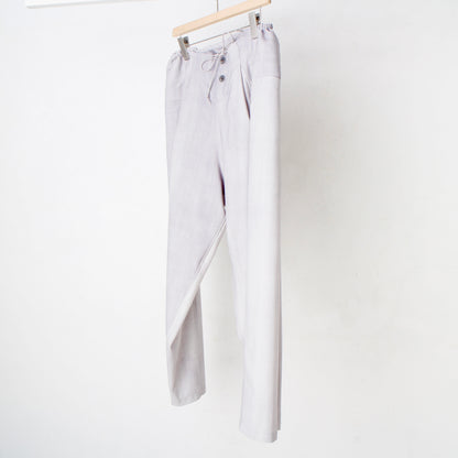 Uneven Dyed Switching Wide Pants / gray-white