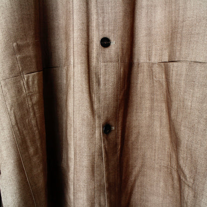 Uneven Dyed Pasted Cloth Shirt Coat / brown-beige