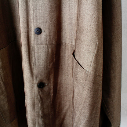 Uneven Dyed Pasted Cloth Shirt Coat / brown-beige
