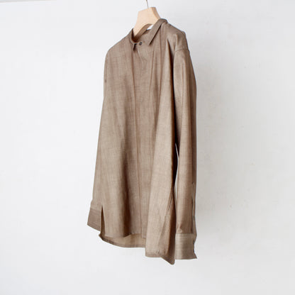 Uneven Dyed Flyfront Shirt / brown-beige