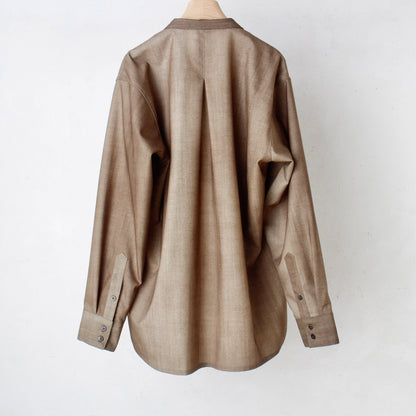Uneven Dyed Flyfront Shirt / brown-beige