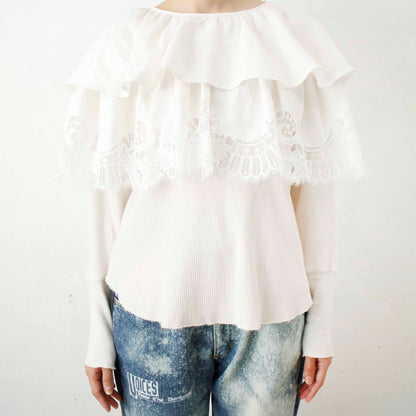 overlace /lace big collar thermal