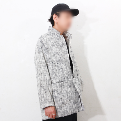 0 Count KhadiCotton Jacket / navy×white
